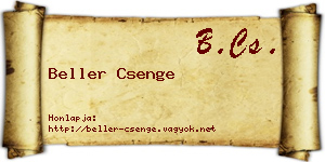 Beller Csenge névjegykártya